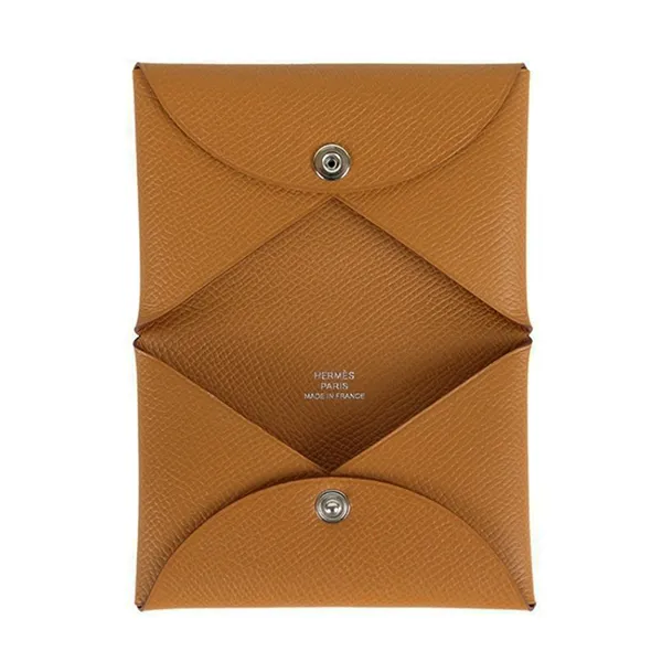 Ví Nữ Hermès Etoupe Chèvre Mysore Calvi Card Holder Palladium Hardware Màu Nâu - 3