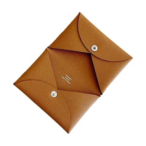 Ví Nữ Hermès Etoupe Chèvre Mysore Calvi Card Holder Palladium Hardware Màu Nâu