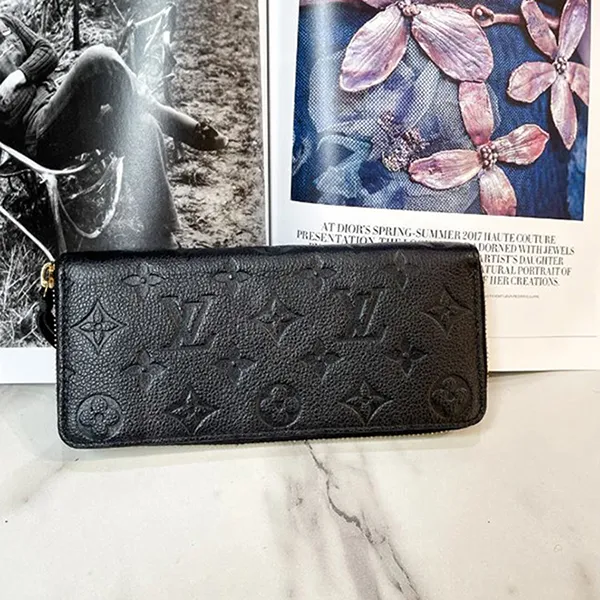 Ví Nữ Louis Vuitton LV Monogram M60171 Clemence Wallet Màu Đen