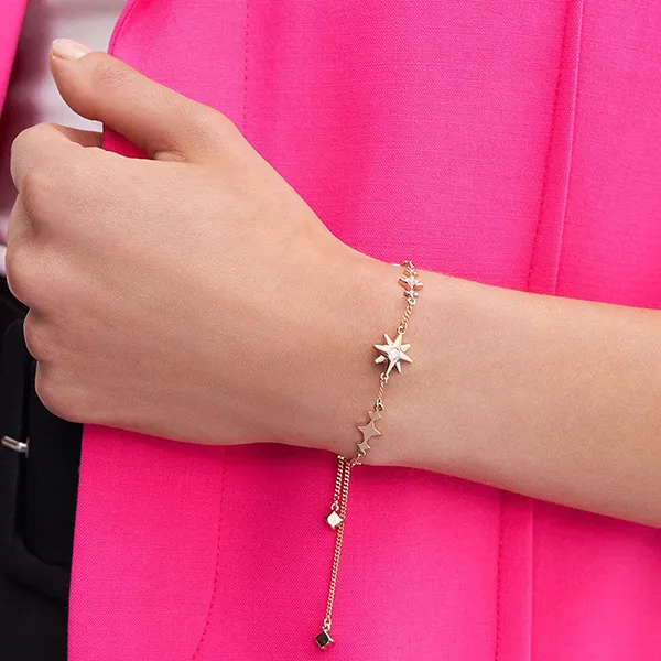 Vòng Đeo Tay Nữ Charles & Keith CNK Star Motif Crystal-Embellished Bracelet - Rose Gold 12120340 Màu Vàng Hồng