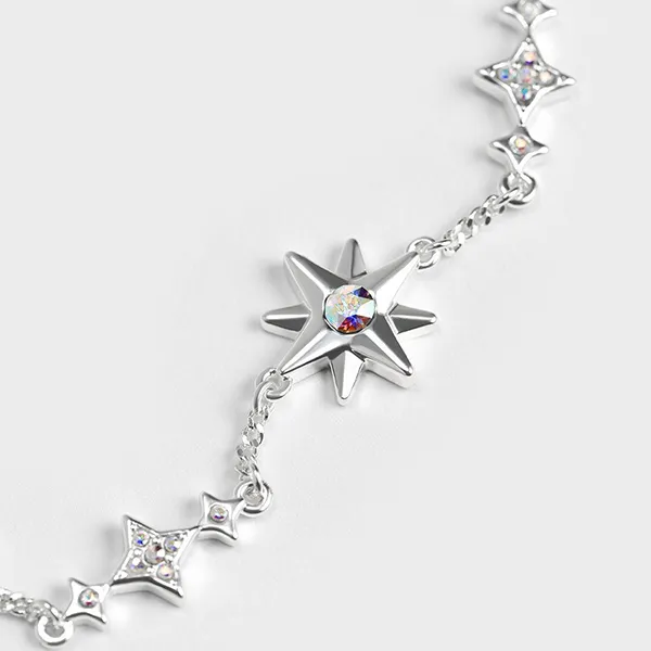 Vòng Đeo Tay Nữ Charles & Keith CNK Star Motif Crystal-Embellished Bracelet - Silver 12120340 Màu Bạc