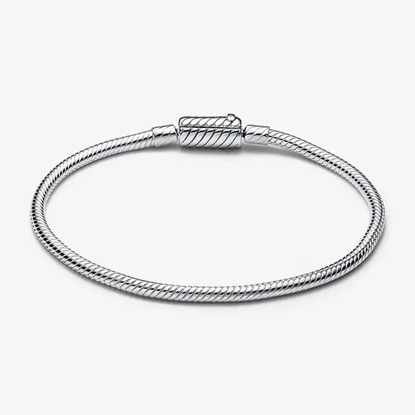 Vòng Đeo Tay Nữ Pandora Moments Sliding Magnetic Clasp Snake Chain Bracelet 590122C00 Màu Bạc Size 19 - 4
