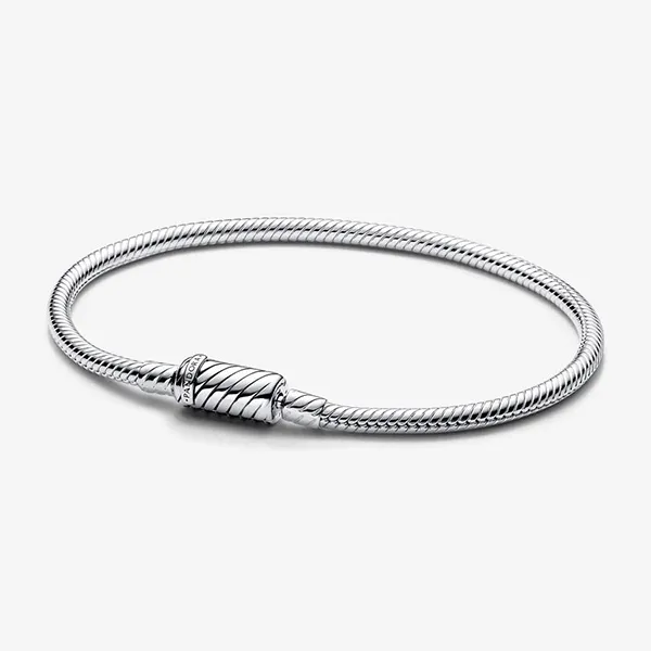Vòng Đeo Tay Nữ Pandora Moments Sliding Magnetic Clasp Snake Chain Bracelet 590122C00 Màu Bạc Size 19 - 3