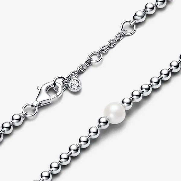 Vòng Đeo Tay Nữ Pandora Treated Freshwater Cultured Pearl & Beads Bracelet 593173C01 Màu Bạc Size 18 - 3