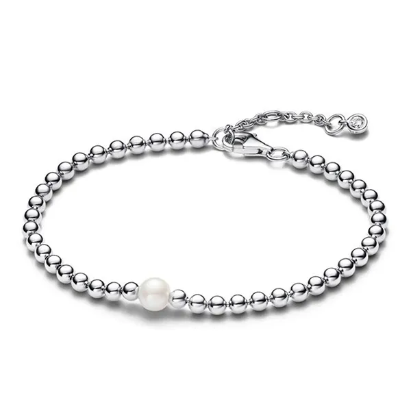Vòng Đeo Tay Nữ Pandora Treated Freshwater Cultured Pearl & Beads Bracelet 593173C01 Màu Bạc Size 18 - 4