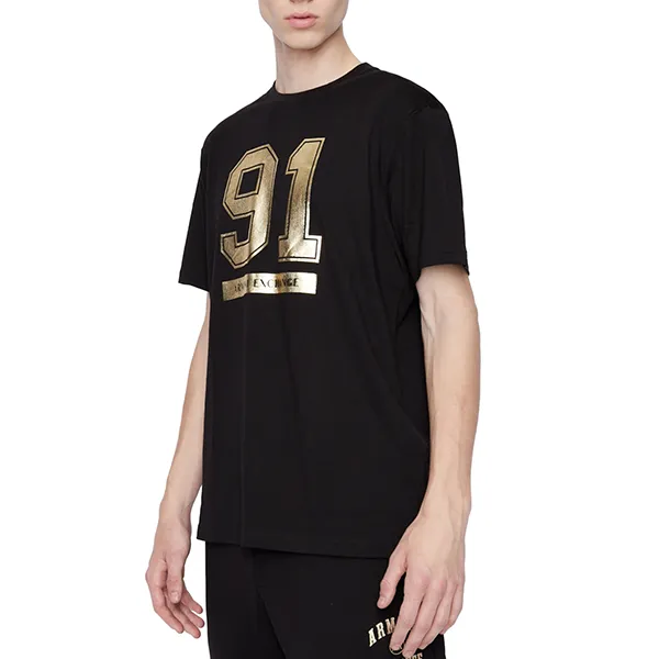 Áo Phông Nam Armani Exchange A/X Metallic 91 Tshirt 6LZRES ZJBYZ Màu Đen Size L