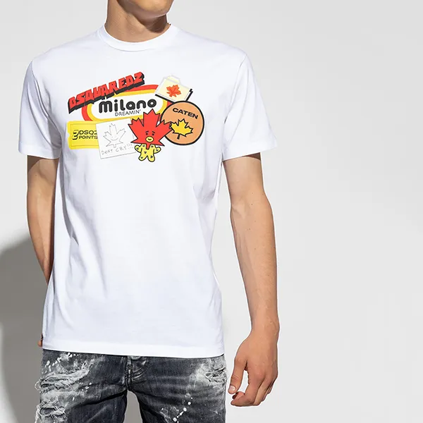 Áo Phông Nam Dsquared Cool Men's Tshirt White S71GD1298 Màu Trắng Size S - Thời trang - Vua Hàng Hiệu