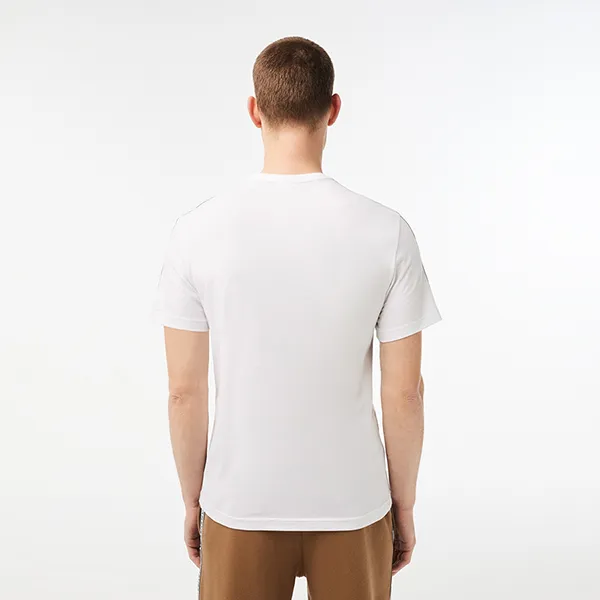 Áo Phông Nam Lacoste Regular Fit Logo Stripe TH5071 - 001 Tshirt Màu Trắng Size 3