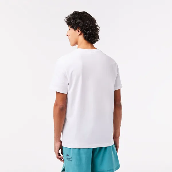 Áo Phông Nam Lacoste Men's Regular Fit Printed Colorblock T-Shirt TH1712 RI6 Màu Trắng Xanh Size 3 - 4