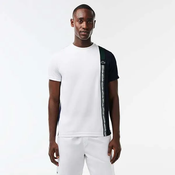 Áo Phông Nam Lacoste Recycled Fabric Tennis T-Shirt TH1784 - MRI Màu Trắng/Navy Size 3 - Thời trang - Vua Hàng Hiệu