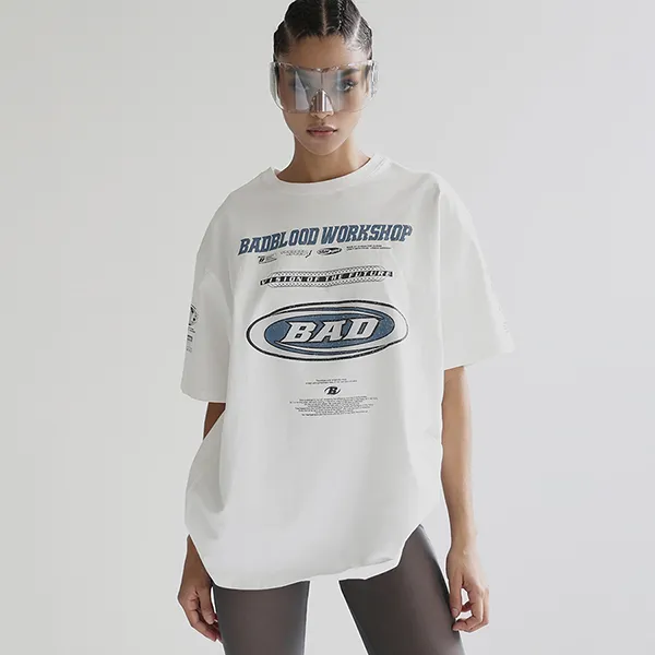 Áo Phông Nữ Badblood F2 Old Effect T-Shirt Màu Trắng