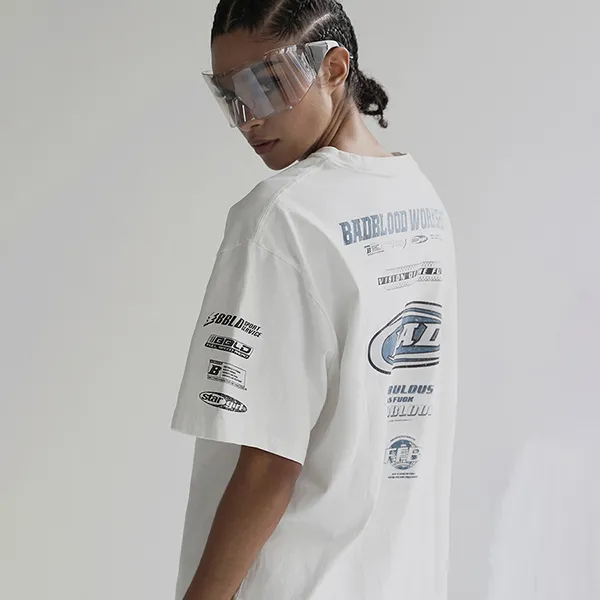 Áo Phông Nữ Badblood F2 Old Effect T-Shirt Màu Trắng