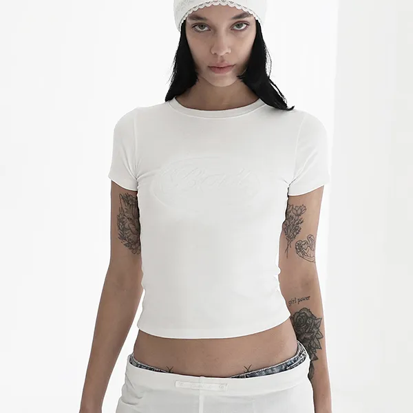 Áo Phông Nữ Badblood Oval Logo W-Tee24-027 Tshirt Màu Trắng