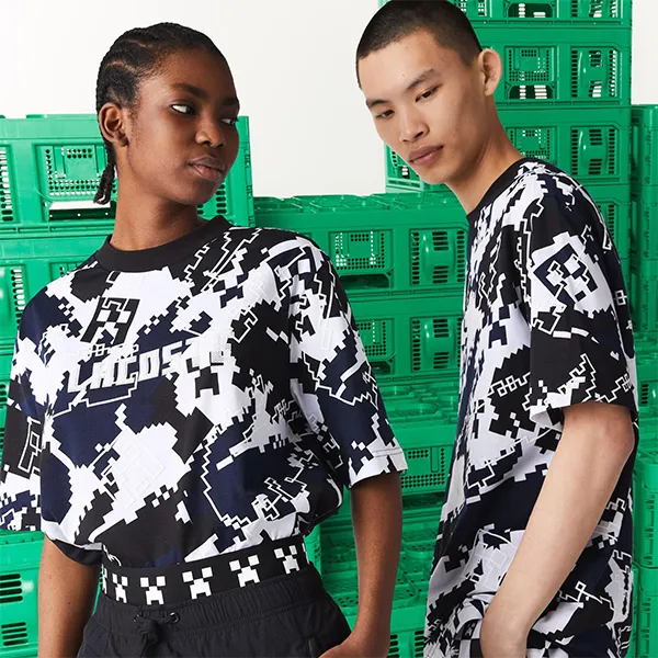 Áo Phông Unisex Lacoste Looser Fit Tshirt TH5020 YRT Màu Đen Trắng Size XS