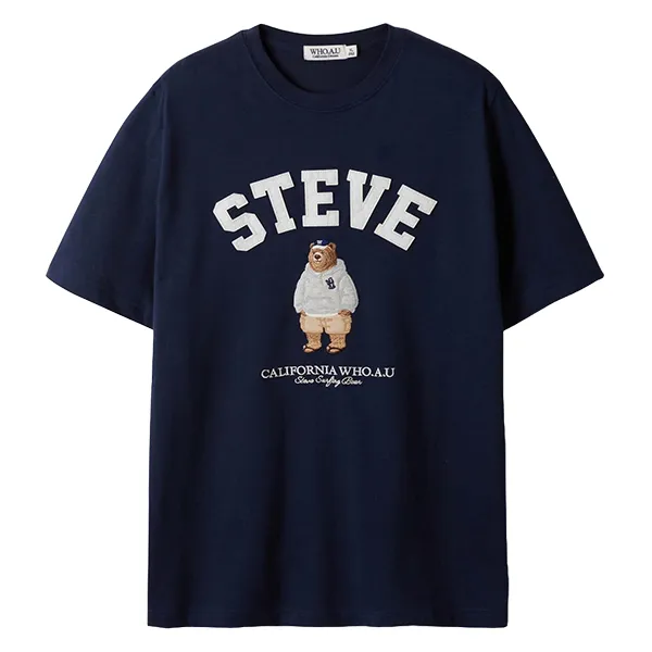 Áo Phông WHOAU Steve Bear Tshirt WHRAE3794U-BG Màu Xanh Navy Size M - Thời trang - Vua Hàng Hiệu