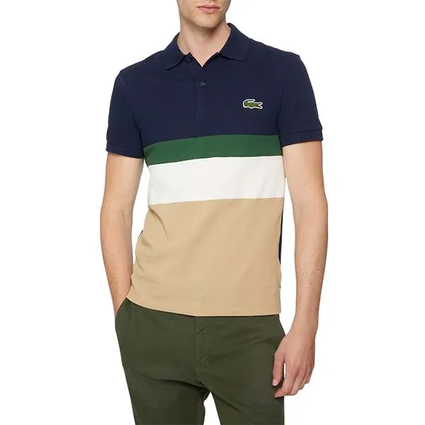 Áo Polo Lacoste Men's Regular Fit Colorblock Cotton Piqué PH1889 BW3 Màu Xanh Be Size 2