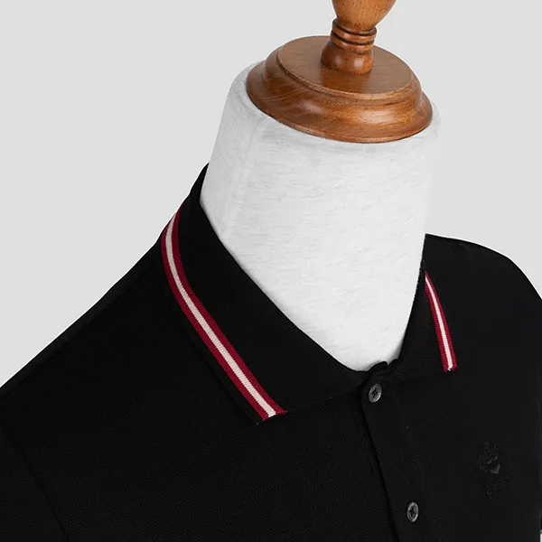 Áo Polo Nam Bally Viền Cổ Logo Thêu Chữ Trước Ngực 603843 Màu Đen Size XS