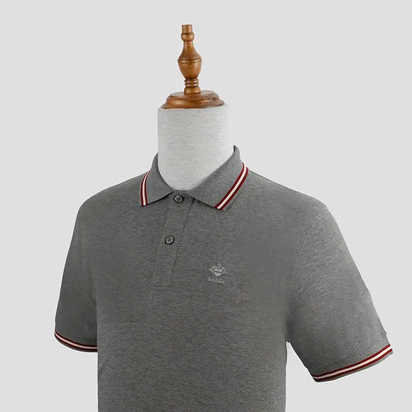 Áo Polo Nam Bally Viền Cổ Thêu Chữ Trước Ngực 603843 Màu Xám Size XS - Thời trang - Vua Hàng Hiệu