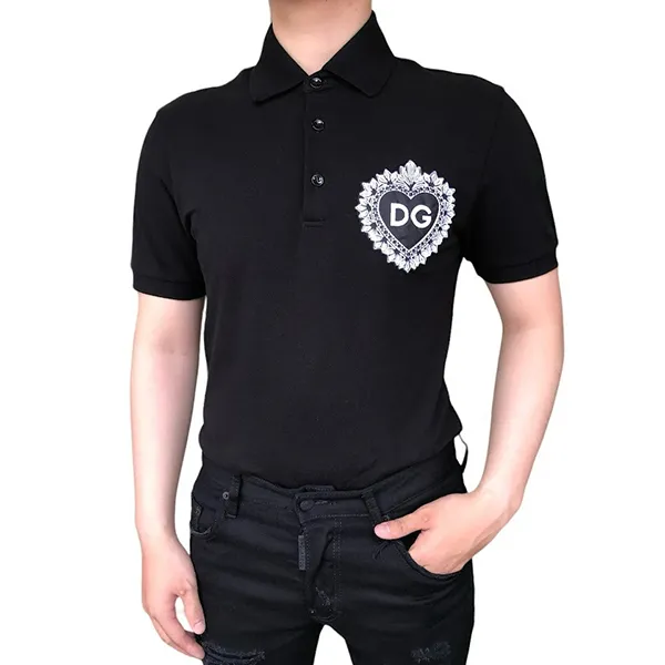 Áo Polo Nam Dolce & Gabbana D&G Heart Polo Shirt G8KI2Z G7L8M Màu Đen Size 44