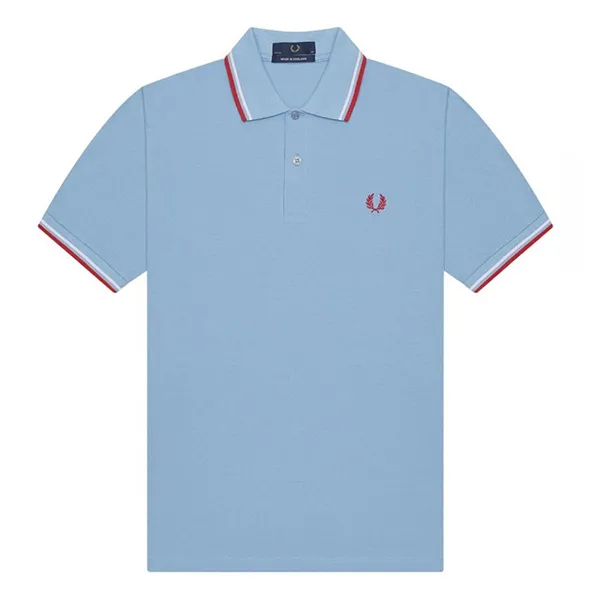 Áo Polo Nam Fred Perry Twin Tipped Polo Shirt Màu Xanh Dương Nhạt Size S