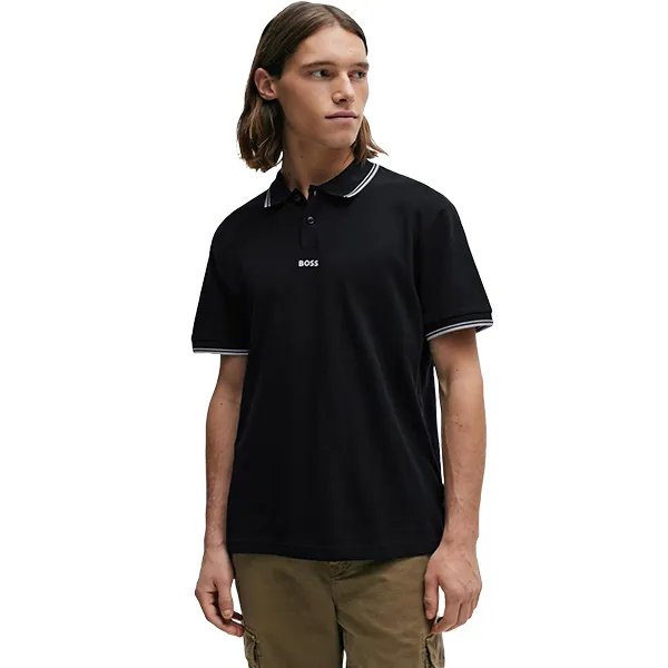 Áo Polo Nam Hugo Boss Regular Fit Polo Shirt With Contrasting Details Màu Đen Size S - Thời trang - Vua Hàng Hiệu