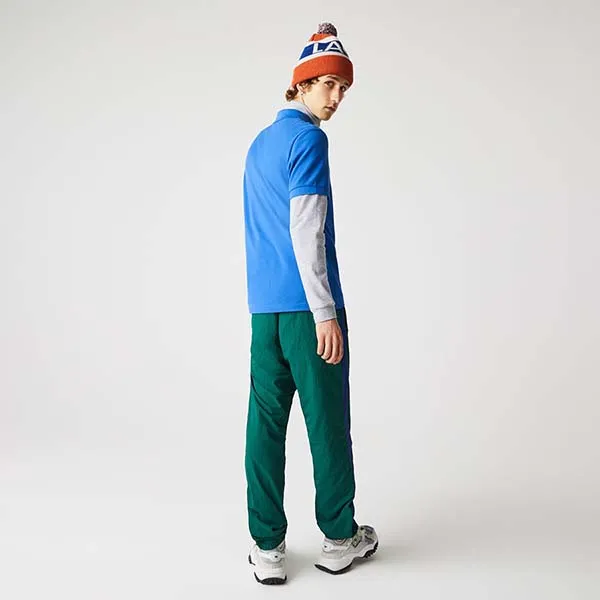 Áo Polo Nam Lacoste Men's Regular Fit Logo Stripe Stretch Cotton PH7965 QPT Màu Xanh Blue Size 5 - 4