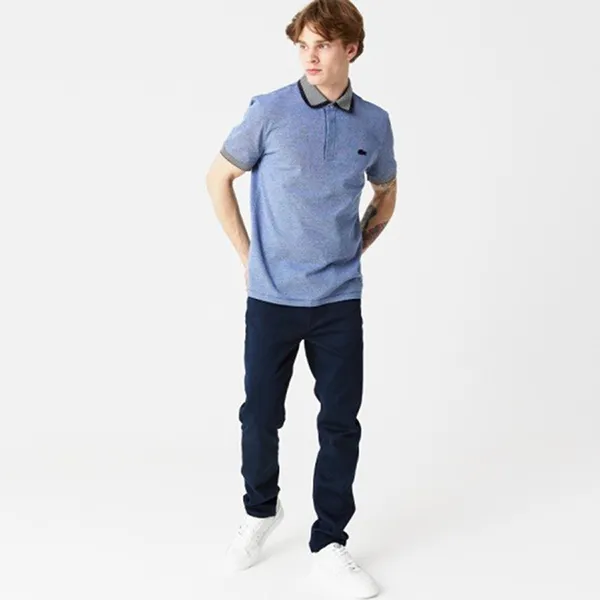 Áo Polo Nam Lacoste Men's Regular Fit Striped Finishes Cotton PH1924-VMI Màu Ghi Xám Size 2