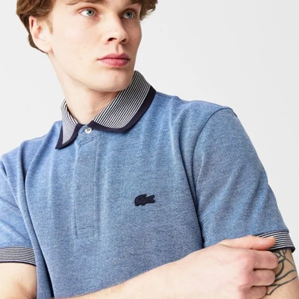 Áo Polo Nam Lacoste Men's Regular Fit Striped Finishes Cotton PH1924-VMI Màu Ghi Xám Size 2
