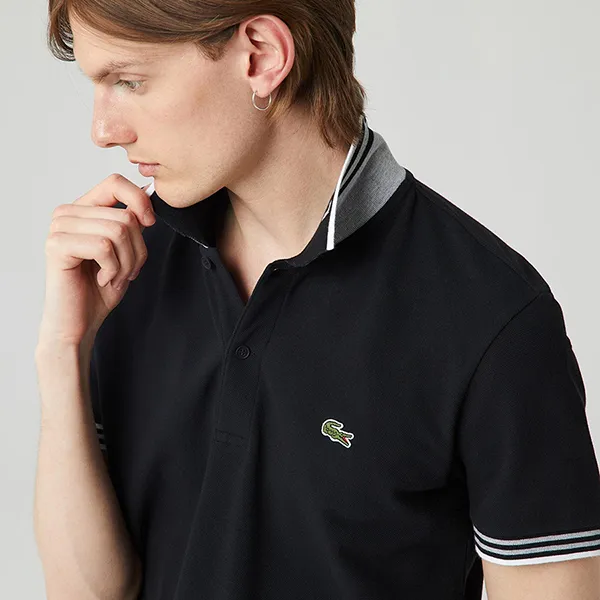 Áo Polo Nam Lacoste Men's Regular Fit Striped PH0240.40S Màu Đen Size 2