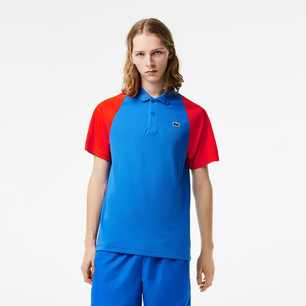 Áo Polo Nam Lacoste Men’s Tennis Recycled DH5042-00 XFI Màu Xanh Đỏ Size 2 - 1