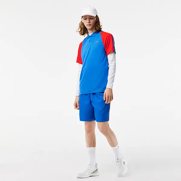 Áo Polo Nam Lacoste Tennis Recycled DH5042-00 XFI Màu Xanh Đỏ Size 4