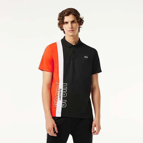 Áo Polo Nam Lacoste Regular Fit Recycled Knit Tennis Shirt DH1092 LIZ Màu Đen/Cam Size 4 - Thời trang - Vua Hàng Hiệu