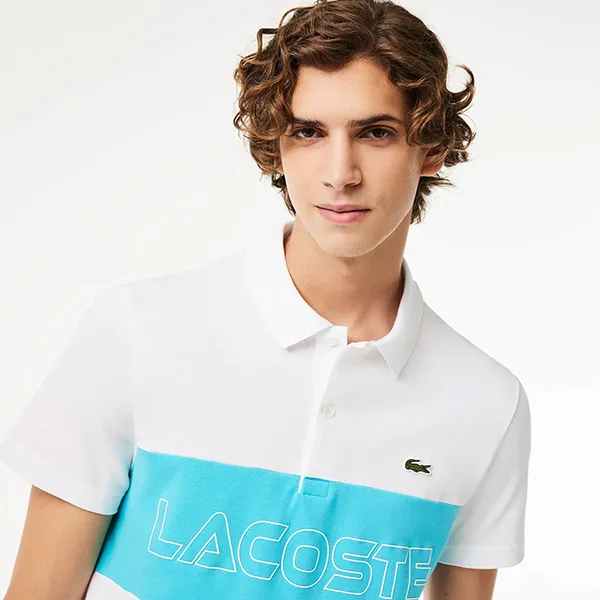 Áo Polo Nam Lacoste Regular Piqué Colour Block PH1470 - RI6 Màu Trắng Size 4 - Thời trang - Vua Hàng Hiệu