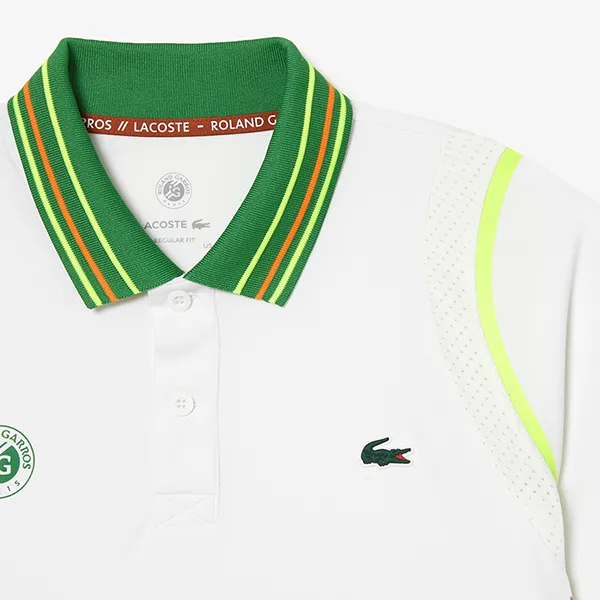 Áo Polo Nam Lacoste Sport Roland Garros Edition Ultra-Dry Two Tone DH6071-52 YCI Màu Trắng Xanh Size 4