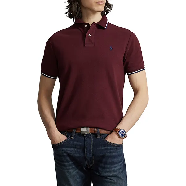 Áo Polo Nam Ralph Lauren Slim Fit 275040 - WINE RED Màu Đỏ Mận Size S - Thời trang - Vua Hàng Hiệu