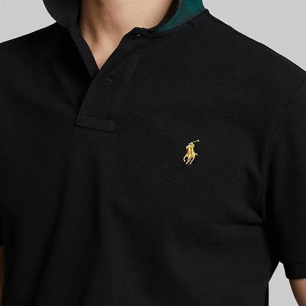 Áo Polo Nam Ralph Lauren Slim Fit Plaid-Trim Mesh 327001 - BLK Màu Đen Size S - Thời trang - Vua Hàng Hiệu