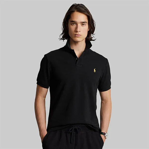 Áo Polo Nam Ralph Lauren Slim Fit Plaid-Trim Mesh 327001 - BLK Màu Đen Size S - Thời trang - Vua Hàng Hiệu