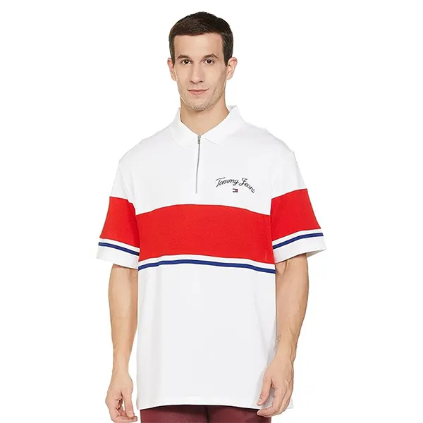 Áo Polo Nam Tommy Hilfiger Skate Serif Block Rugby Polo Shirt DM16595 100 Màu Trắng Size M - 2