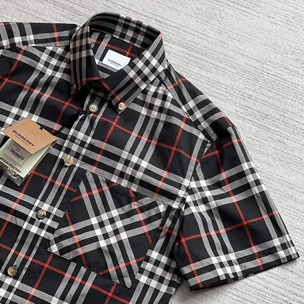 Áo Sơ Mi Cộc Tay Nam Burberry Soft Fawn Ip Check 8073410 Màu Đen Kẻ Size XS - Thời trang - Vua Hàng Hiệu