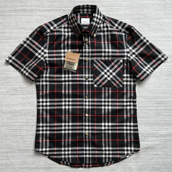 Áo Sơ Mi Cộc Tay Nam Burberry Soft Fawn Ip Check 8073410 Màu Đen Kẻ Size XS - 2