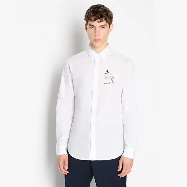 Áo Sơ Mi Dài Tay Nam Armani Exchange A/X 6RZC06 ZNXLZ GD04 Màu Trắng Size L