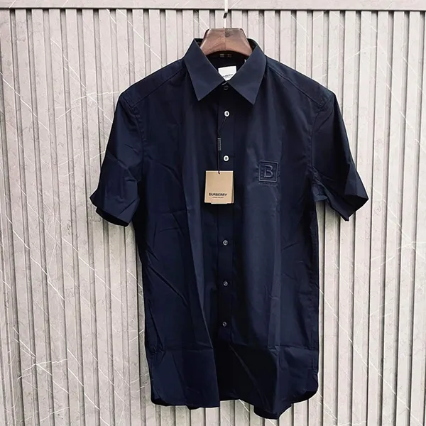 Áo Sơ Mi Nam Burberry Square Logo Embroidered Màu Xanh Đen Size L - Thời trang - Vua Hàng Hiệu