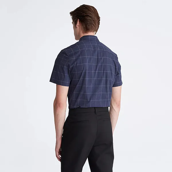 Áo Sơ Mi Nam Calvin Klein CK Men's Slim Fit Tonal Windowpane Short Sleeve Màu Xanh Navy Size S - Thời trang - Vua Hàng Hiệu