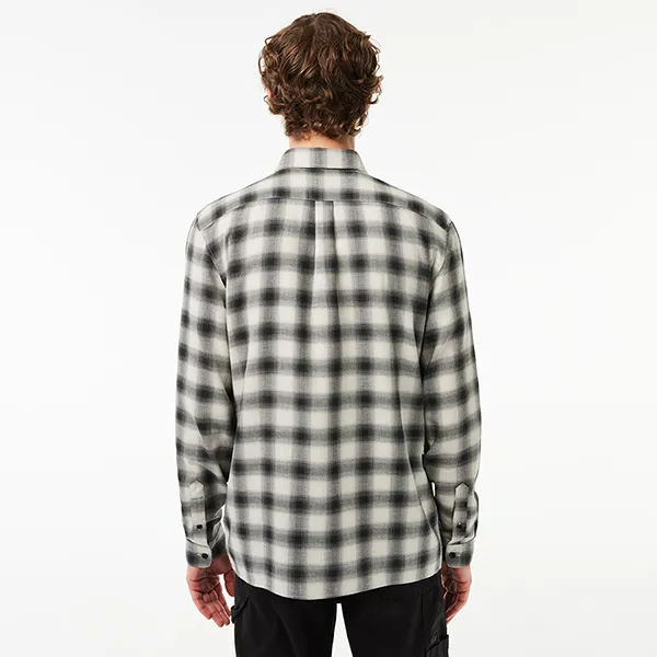 Áo Sơ Mi Nam Lacoste Blend Checked Flannel Shirt CH1868 - KBR Màu Đen Trắng Size 38 - 4