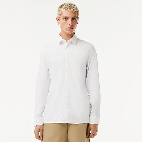 Áo Sơ Mi Nam Lacoste Slim Fit French Collar Stretch Shirt CH5253 - 001 Màu Trắng Size 38 - 1