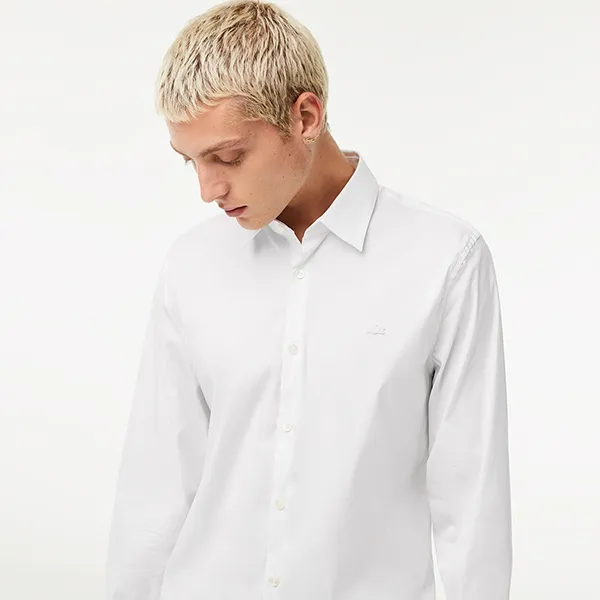 Áo Sơ Mi Nam Lacoste Slim Fit French Collar Stretch Shirt CH5253 - 001 Màu Trắng Size 38 - 3