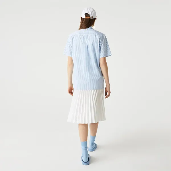 Áo Sơ Mi Unisex Lacoste Heritage Striped Poplin Chemisette CH2787-51 Kẻ Xanh Size XS
