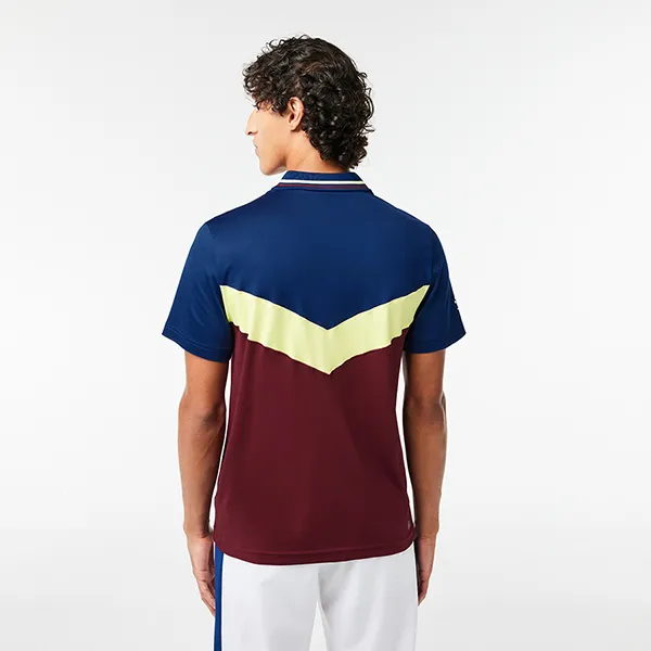 Áo Thun Nam Lacoste Slim Fit Tennis Seamless Effect T-Shirt DH1099.IZF Màu Xanh/Đỏ Size 3 - 4