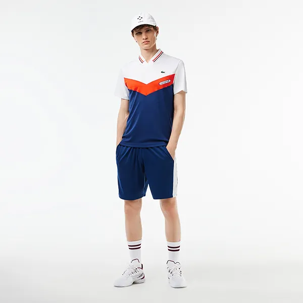 Áo Thun Nam Lacoste Slim Fit Tennis Seamless Effect T-Shirt DH1099.LIH Màu Trắng/Xanh Size 4 - 1