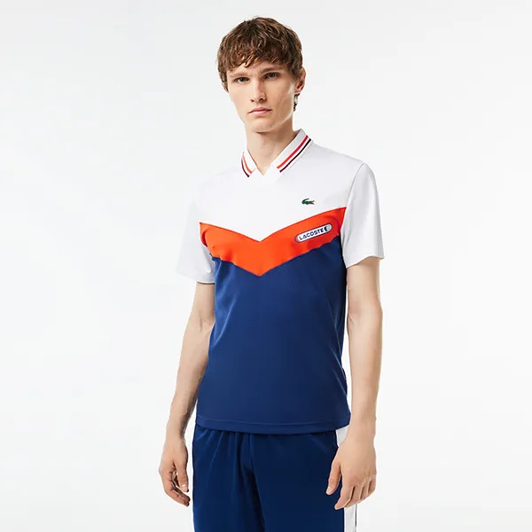 Áo Thun Nam Lacoste Slim Fit Tennis Seamless Effect T-Shirt DH1099.LIH Màu Trắng/Xanh Size 4 - 3